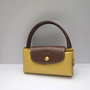 Longchamp Le Pliage Small Nylon Short Handles Tote Yellow
